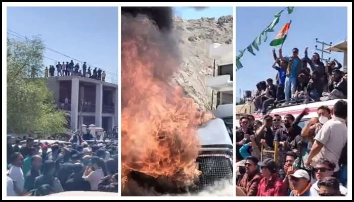 લેહમાં વિદ્યાર્થીઓ અને પોલીસ વચ્ચે હિંસક અથડામણ, પ્રદર્શનકારીઓએ  CRPFના વાહનને આગ ચાંપી