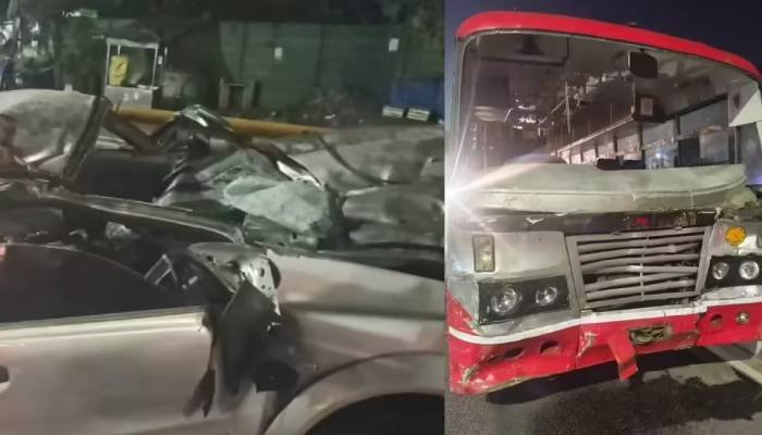 કર્ણાટકમાં ભયંકર અકસ્માત: બેંગલુરુ તરફ જતી કારની KSRTC બસ સાથે ટક્કર, 5નાં મોત