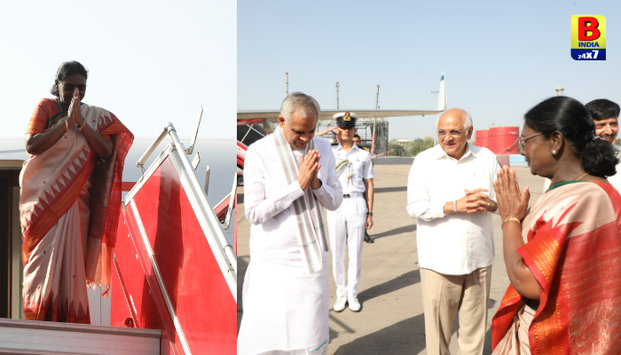 રાષ્ટ્રપતિ દ્રૌપદી મુર્મુજીનો અમદાવાદ એરપોર્ટ પરથી રાજ્યપાલ અને મુખ્યમંત્રીએ ભાવસભર વિદાય આપી