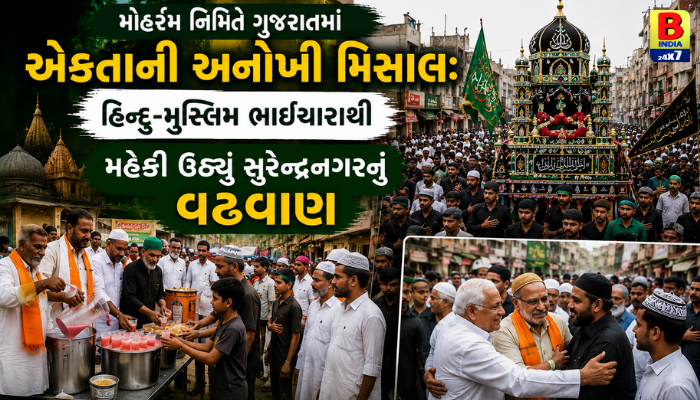 મોહર્રમ નિમિત્તે ગુજરાતમાં એકતાની અનોખી મિસાલ: હિન્દુ-મુસ્લિમ ભાઈચારાથી મહેકી ઉઠ્યું સુરેન્દ્રનગરનું વઢવાણ.