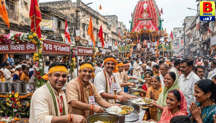 “રથયાત્રામાં સેવા અને સમર્પણ: ઠેર-ઠેર મહાપ્રસાદના વિતરણ સાથે ભક્તોમાં ભારે ઉત્સાહ,