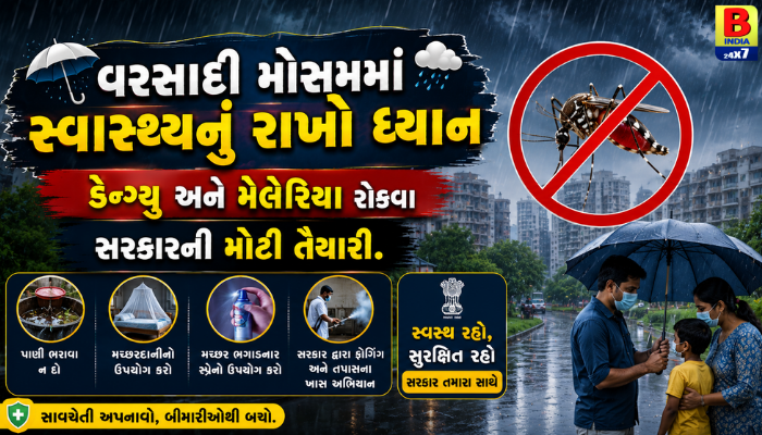“વરસાદી મોસમમાં સ્વાસ્થ્યનું રાખો ધ્યાન: ડેન્ગ્યુ અને મેલેરિયા રોકવા સરકારની મોટી તૈયારી.”