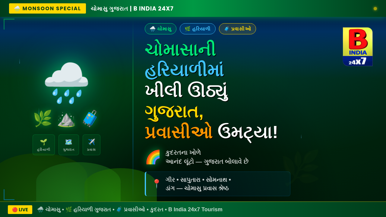 ચોમાસાની હરિયાળીમાં ખીલી ઊઠ્યું ગુજરાત, કુદરતના ખોળે ઉમટી રહ્યા છે પ્રવાસીઓ