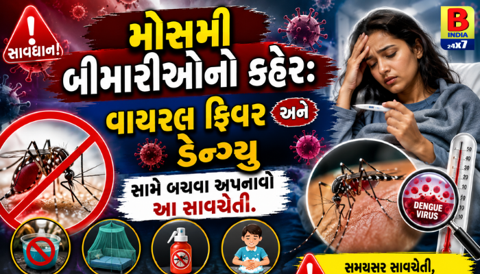 “મોસમી બીમારીઓનો કહેર: વાયરલ ફિવર અને ડેન્ગ્યુ સામે બચવા અપનાવો આ સાવચેતી.”