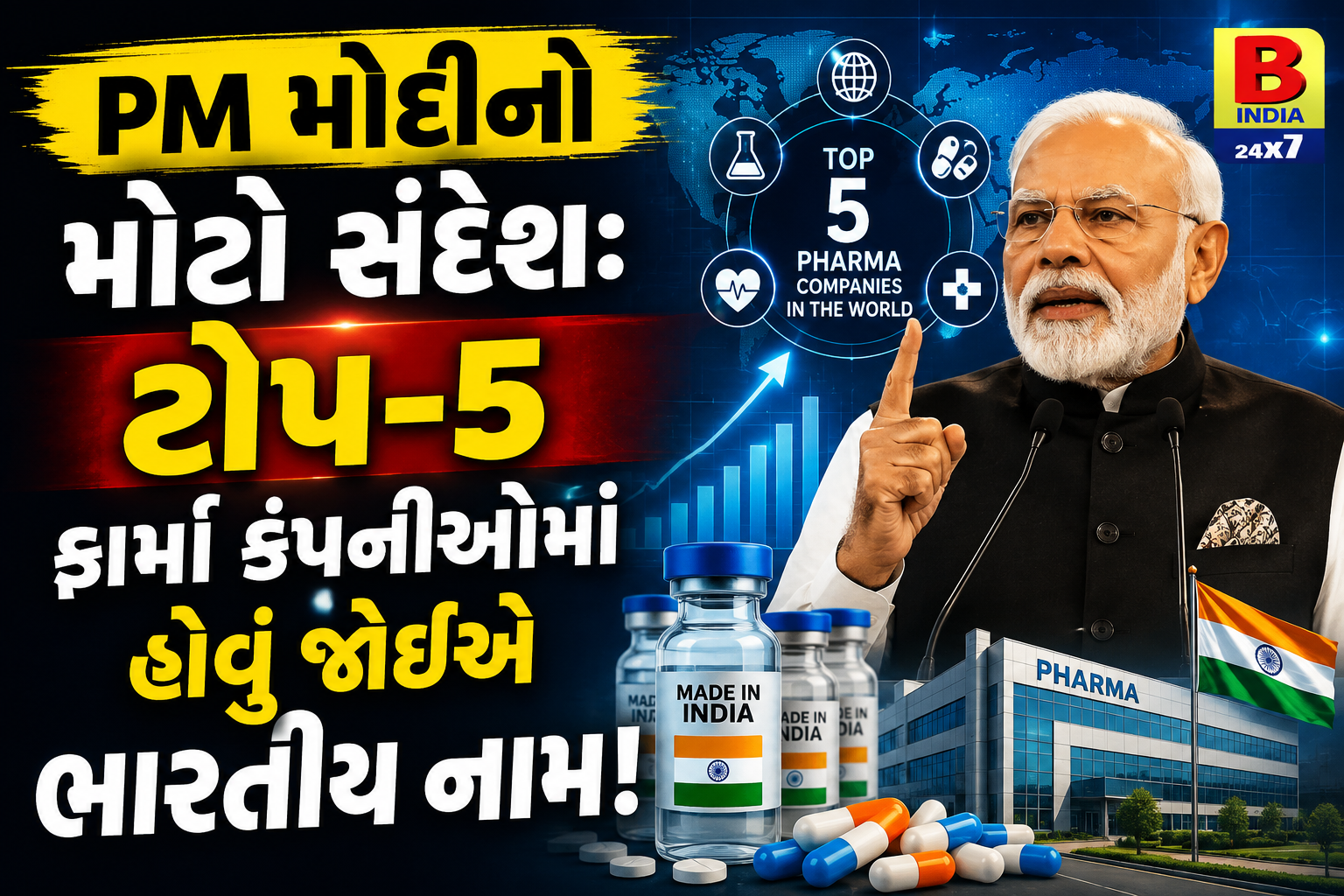 PM મોદીનો મોટો સંદેશ: ટોપ-5 ફાર્મા કંપનીઓમાં હોવું જોઈએ ભારતીય નામ : Ultimate Breakthrough