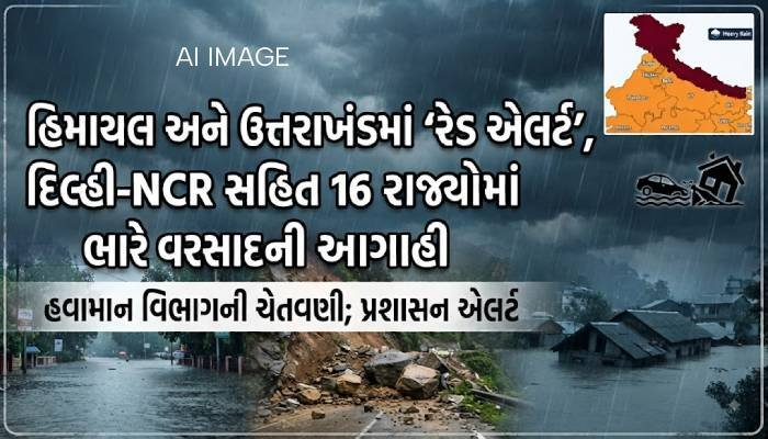 હિમાચલ અને ઉત્તરાખંડમાં ‘રેડ એલર્ટ’, દિલ્હી-NCR સહિત 16 રાજ્યોમાં ભારે વરસાદની આગાહી