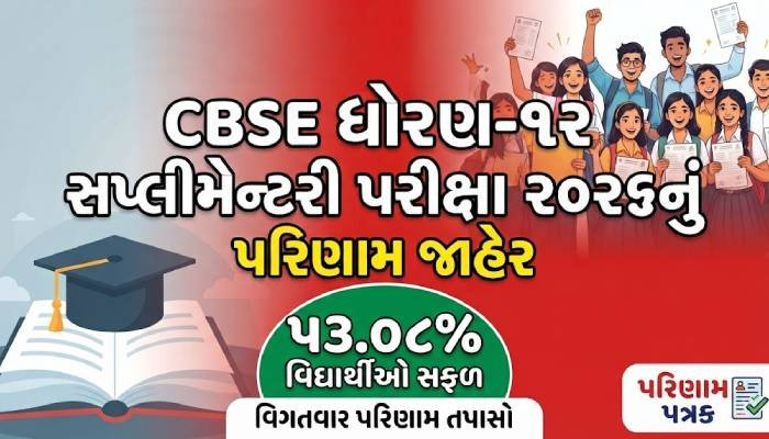 CBSE ધોરણ-12 સપ્લીમેન્ટરી પરીક્ષા 2026નું પરિણામ જાહેર, 53.08% વિદ્યાર્થીઓ સફળ