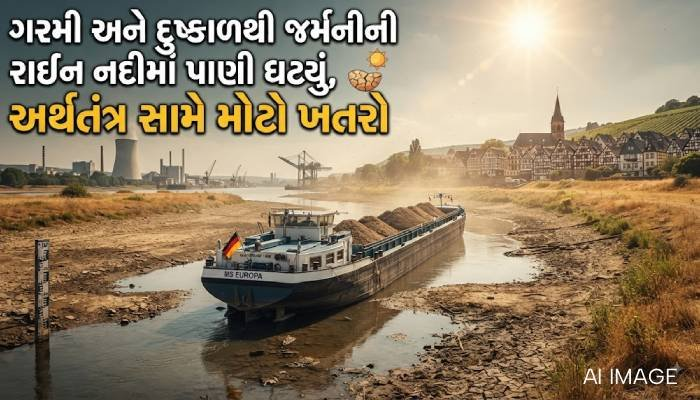 ગરમી અને દુષ્કાળથી જર્મનીની રાઈન નદીમાં પાણી ઘટ્યું, અર્થતંત્ર સામે મોટો ખતરો