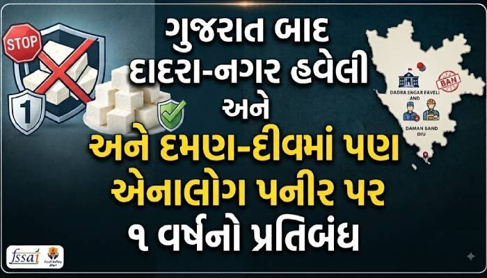 ગુજરાત બાદ દાદરા-નગર હવેલી અને દમણ-દીવમાં પણ એનાલોગ પનીર પર 1 વર્ષનો પ્રતિબંધ