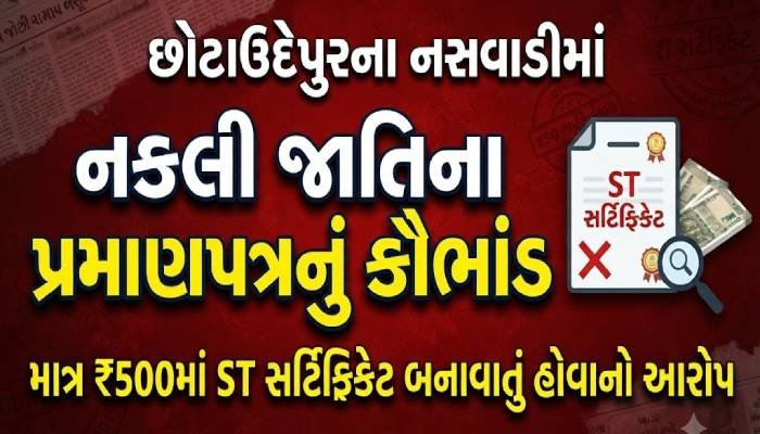 છોટાઉદેપુરના નસવાડીમાં નકલી જાતિના પ્રમાણપત્રનું કૌભાંડ: માત્ર ₹500માં ST સર્ટિફિકેટ બનાવાતું હોવાનો આરોપ