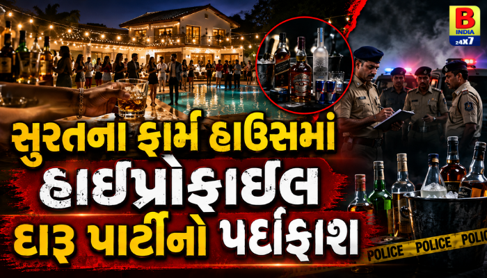 Surat : સુરતમાં હાઈપ્રોફાઈલ દારૂ પાર્ટીનો પર્દાફાશ, 8 યુવતી અને 14 યુવકો ઝડપાયા