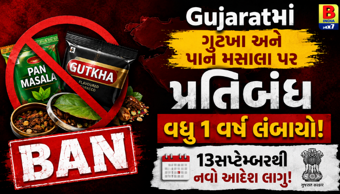 Gujaratમાં ગુટખા અને પાન મસાલા પર પ્રતિબંધ વધુ 1 વર્ષ લંબાયો: 13સપ્ટેમ્બરથી નવો આદેશ લાગુ! Public Health Safety