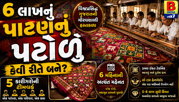 6 લાખનું પાટણનું પટોળું કેવી રીતે બને? 5 કારીગરોની 6 મહિનાની મહેનતથી તૈયાર થાય છે વિશ્વપ્રસિદ્ધ હસ્તકળા 2026 Exquisite Art.