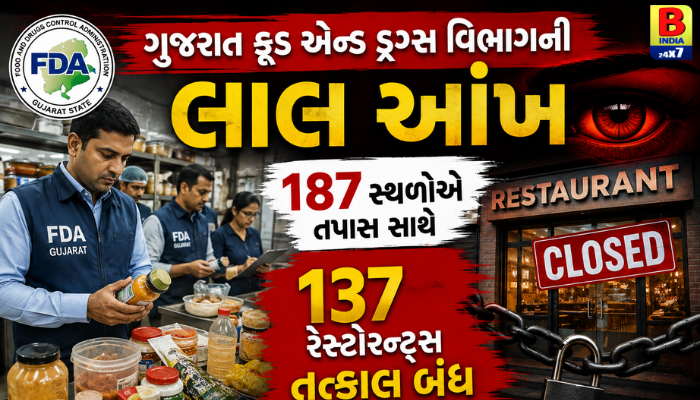 Restaurants : ગુજરાત ફૂડ એન્ડ ડ્રગ્સ વિભાગની લાલ આંખ: 187 સ્થળોએ તપાસ સાથે 137 રેસ્ટોરન્ટ્સ તત્કાલ બંધ…