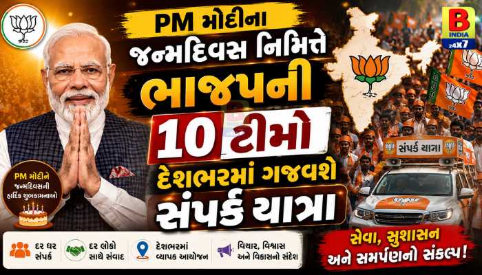 PM Modiના જન્મદિવસ પર ભાજપનો મેગા પ્લાન: 10 ટીમો, 30 દિવસ: દેશભરમાં યોજાશે રાષ્ટ્રવ્યાપી સંપર્ક યાત્રા….