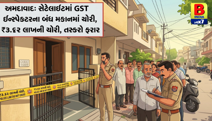 Theft:અમદાવાદ સેટેલાઈટમાં GST ઈન્સ્પેક્ટરના બંધ મકાનમાં ચોરી, ₹3.62 લાખની મત્તા લઈ તસ્કરો ફરાર Shocking Heist