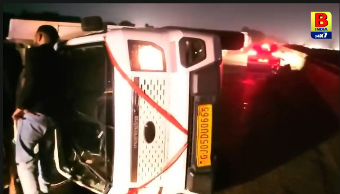 Kamrej NH-48 Accident: કામરેજ તાપી નદીના પુલ પર મોડી રાત્રે ભયાનક અકસ્માત..Truck Peril..
